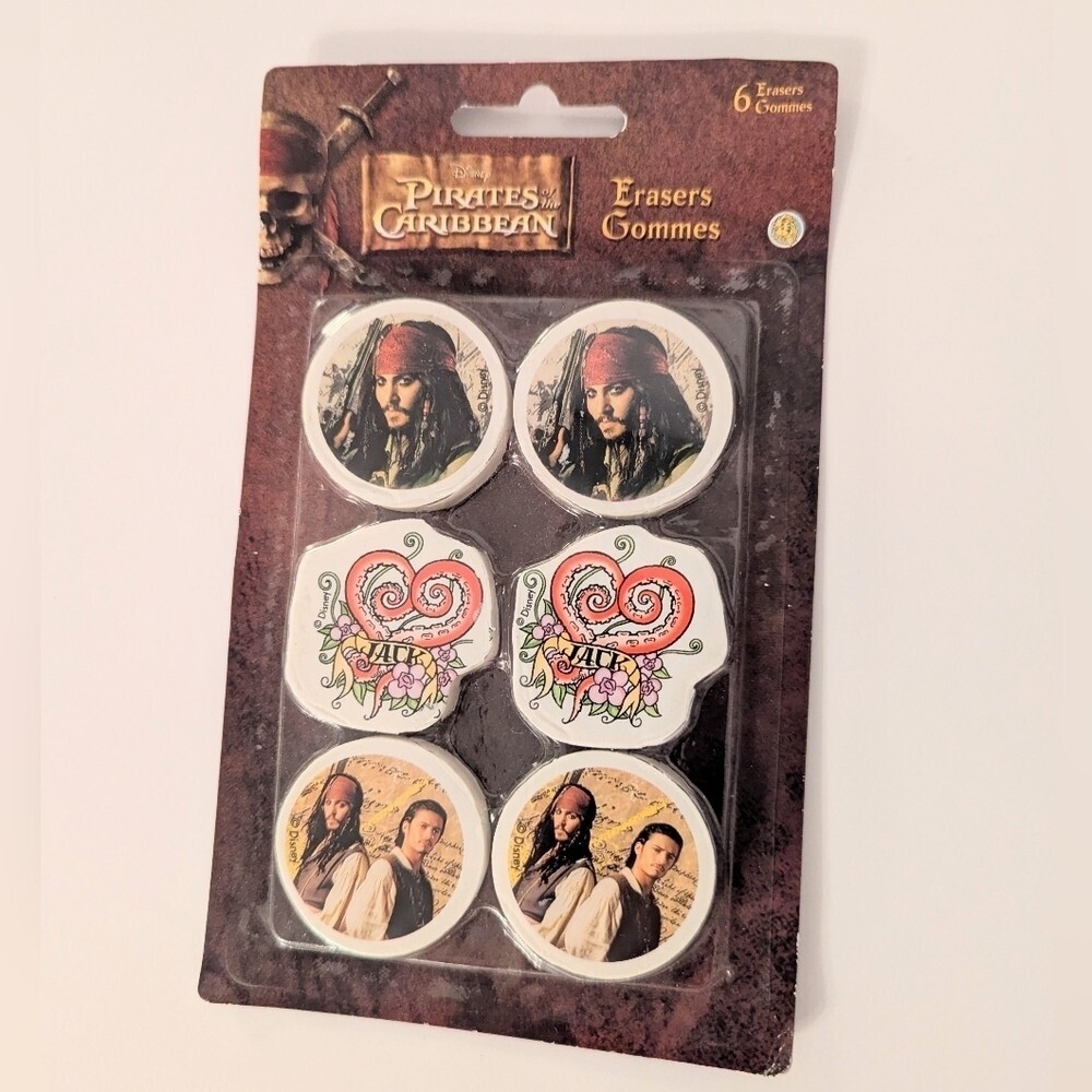 NWT 6 Pirates Of The Caribbean Erasers